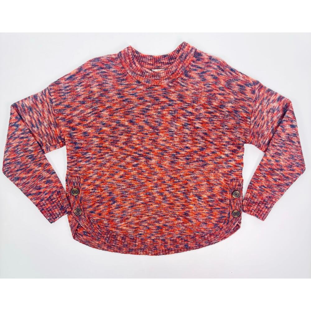 Madewell Red Multicolor Marled Knit Side Button Sweater Size Large - Picture 2 of 9